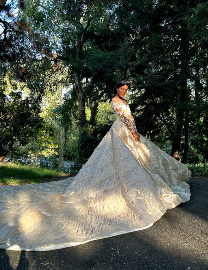 Pleated ball gown by the water — Gia Bridals, Port Harcourt
