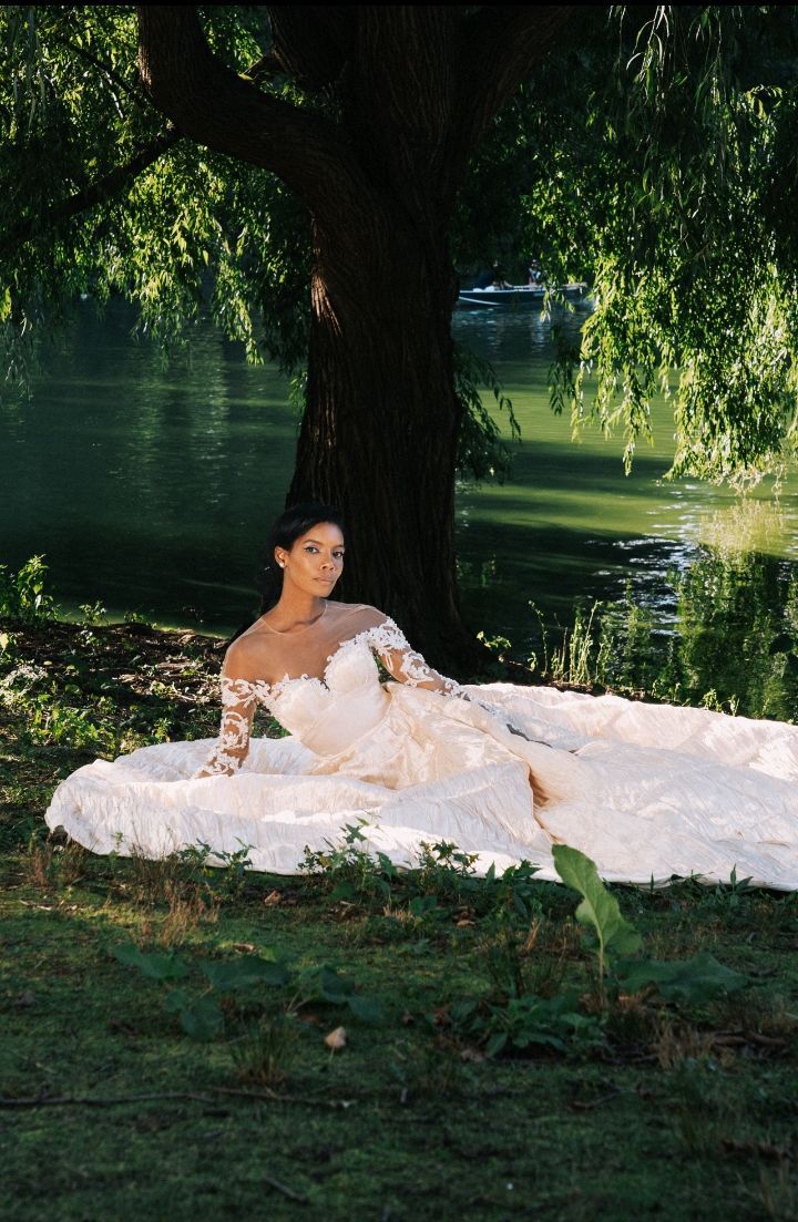 Bride resting beneath a willow tree — Gia Bridals, Port Harcourt